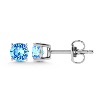 IGI Certified 14K White Gold Lab Grown Blue Diamond 2 Ct.Tw. Stud Earrings