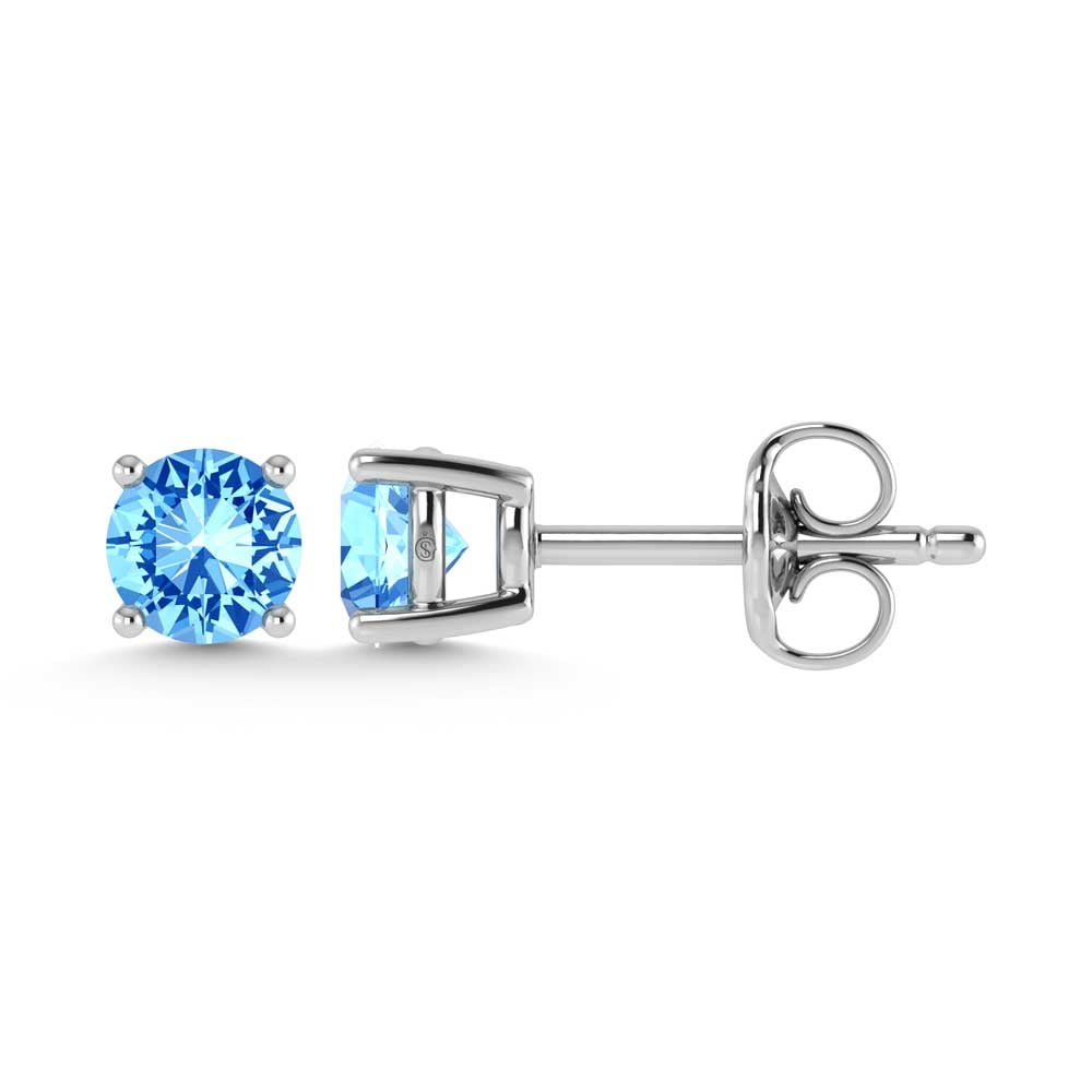 IGI Certified 14K White Gold Lab Grown Blue Diamond 3 Ct.Tw. Stud Earrings
