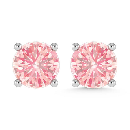 IGI Certified 14K White Gold Lab Grown Pink Diamond 2 Ct.Tw. Stud Earrings