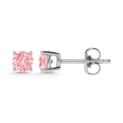 IGI Certified 14K White Gold Lab Grown Pink Diamond 2 Ct.Tw. Stud Earrings