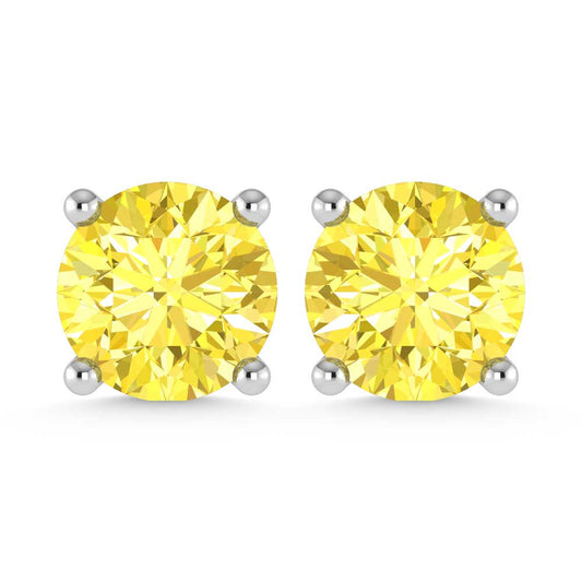 14K White Gold Lab Grown Yellow Diamond 3/4 Ct.Tw. Stud Earrings