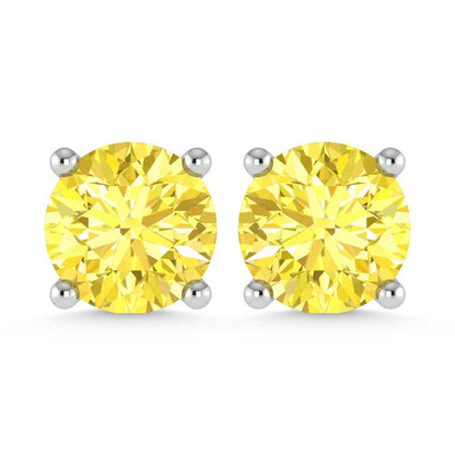 14K White Gold Lab Grown Yellow Diamond 1/2 Ct.Tw. Stud Earrings