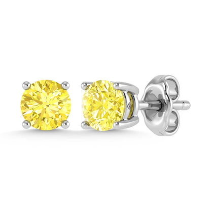 14K White Gold Lab Grown Yellow Diamond 1/2 Ct.Tw. Stud Earrings