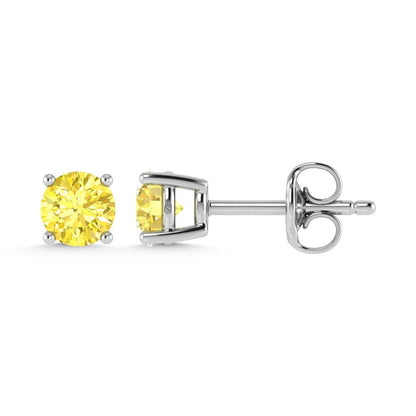 14K White Gold Lab Grown Yellow Diamond 1/2 Ct.Tw. Stud Earrings