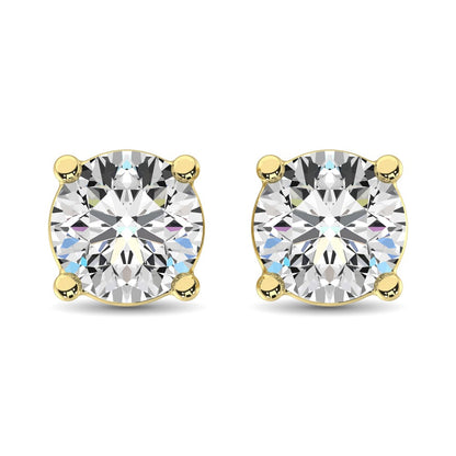 14K Yellow Gold Lab Grown Diamond 1/2 Ct.Tw. Non certified HPHT VS1+ G+ Solitaire Studs (Available in 0.50ctw to 4ctw)