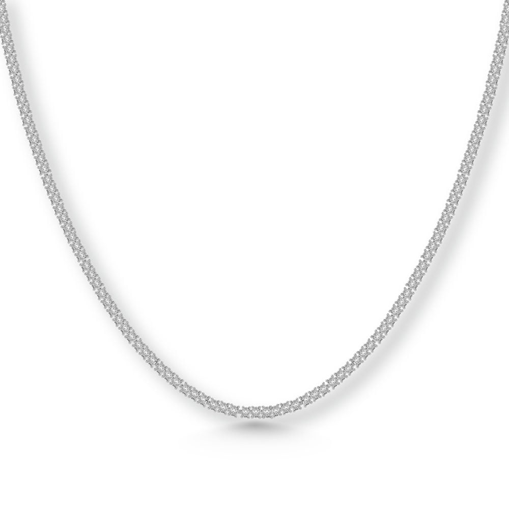 Sterling Silver Lab Grown Diamond 2 5/8 Ct.Tw. 4 Prong Illusion Necklace 18 Inch (10 CT Look)