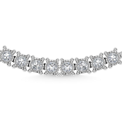 Sterling Silver Lab Grown Diamond 3 1/2 Ct.Tw. 4 Prong Illusion Necklace 24 Inch (10 CT Look)