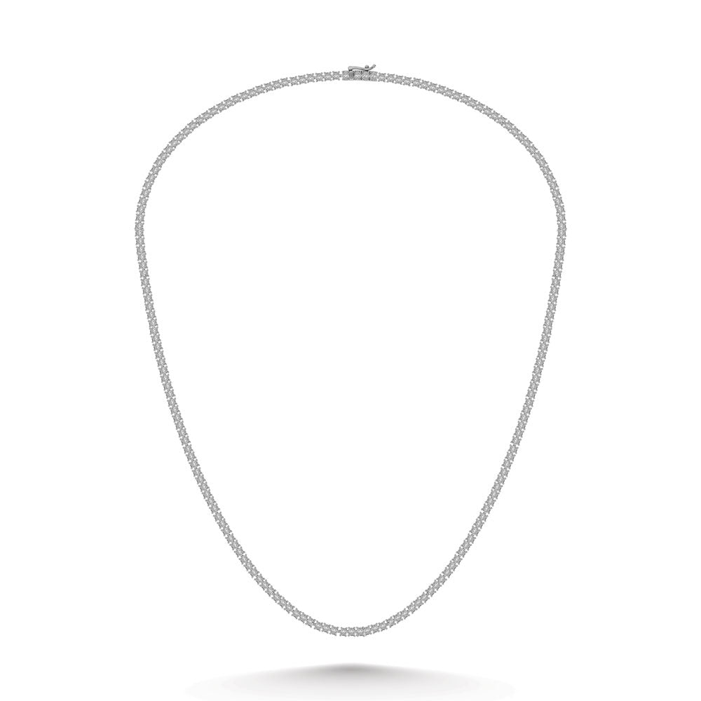 Sterling Silver Lab Grown Diamond 7 5/8 Ct.Tw. 4 Prong Illusion Necklace 18 Inch (20 CT Look)