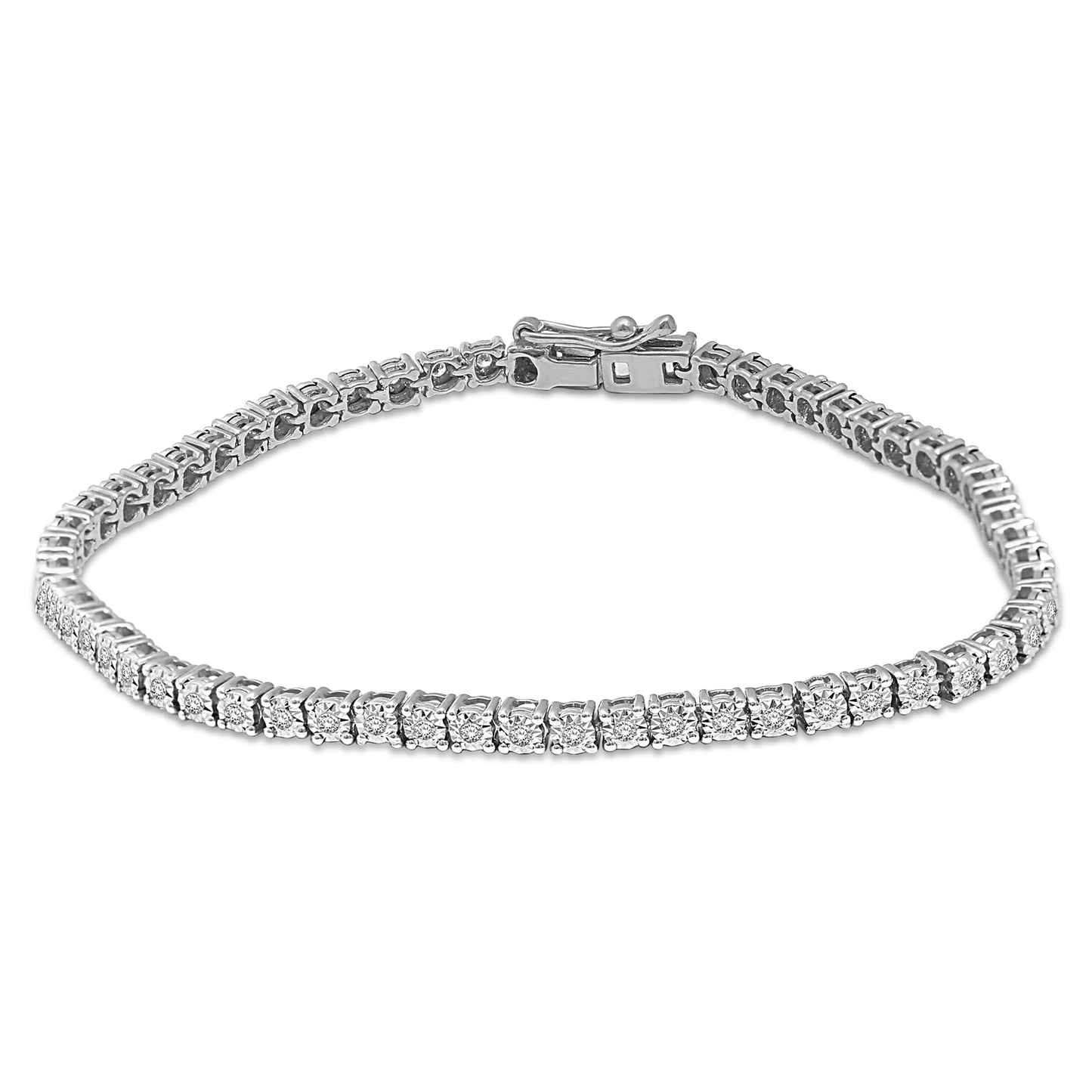 Sterling Silver Lab Grown Diamond 3 Ct.Tw. Illusion Tennis Bracelet (7CT Look)