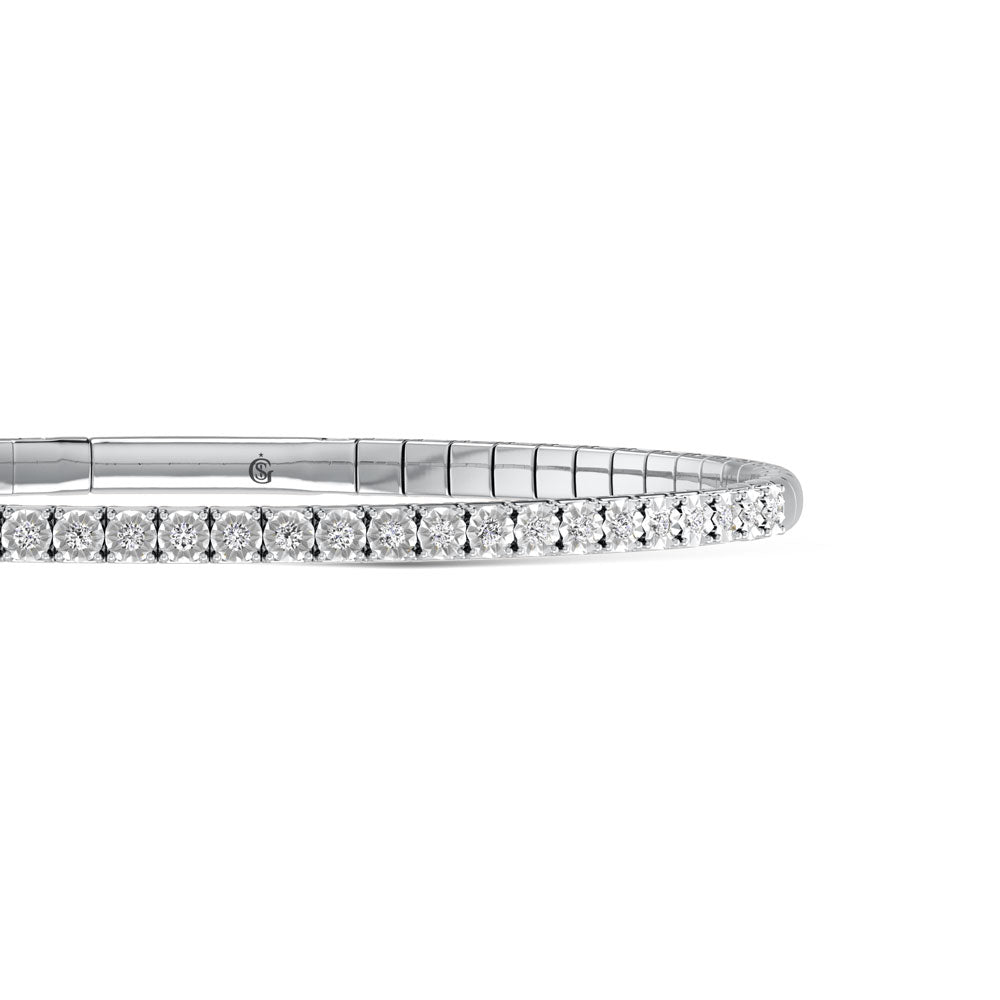 Sterling Silver Labgrown Diamond 1/2 Ct.Tw. Flexi Bangle