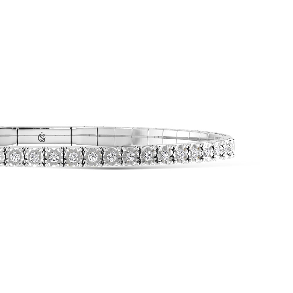 Sterling Silver Labgrown Diamond 1 Ct.Tw. Flexi Bangle