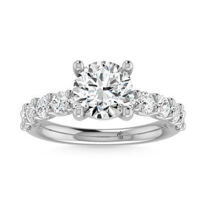 14K White Gold Lab Grown Diamond 2 Ct.Tw. Round Shape Halfway Engagement Ring (Center 1/2 CT)
