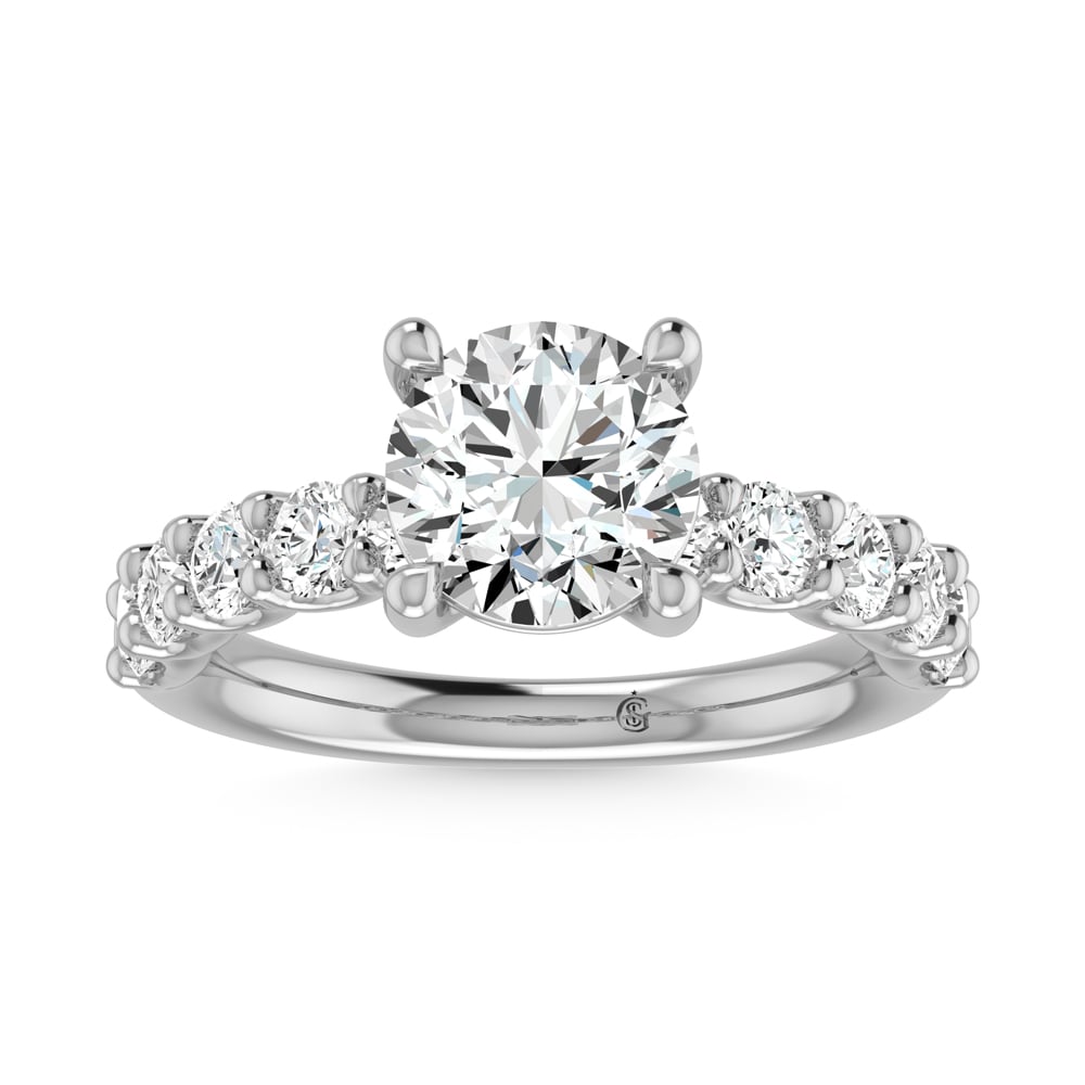 14K White Gold Lab Grown Diamond 2 Ct.Tw. Round Shape Halfway Engagement Ring (Center 1/2 CT)