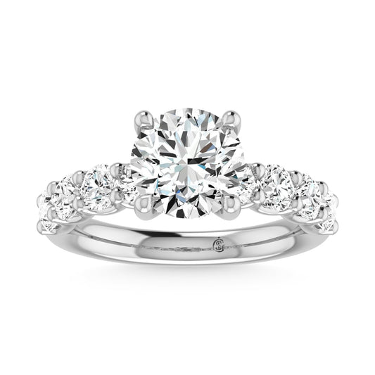 14K White Gold Lab Grown Diamond 4 5/8 Ct.Tw. Round Shape Halfway Engagement Ring (Center 3CT)