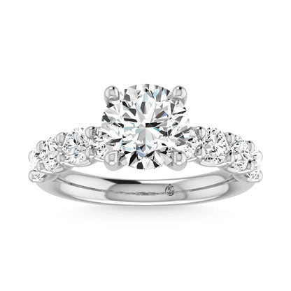 14K White Gold Lab Grown Diamond 4 5/8 Ct.Tw. Round Shape Halfway Engagement Ring (Center 3CT)