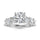 14K White Gold Lab Grown Diamond 5 Ct.Tw. Round Shape Halfway Engagement Ring (Center 3CT)