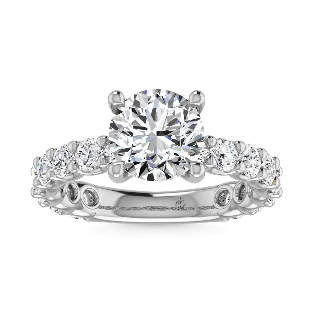 14K White Gold Lab Grown Diamond 2 1/3 Ct.Tw. Round Shape Three Forth Engagement Ring ( Center 1 1/2CT)