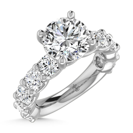 14K White Gold Lab Grown Diamond 3 1/3 Ct.Tw. Round Shape Three Forth Engagement Ring (Center 2CT)