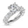14K White Gold Lab Grown Diamond 3 1/3 Ct.Tw. Round Shape Three Forth Engagement Ring (Center 2CT)