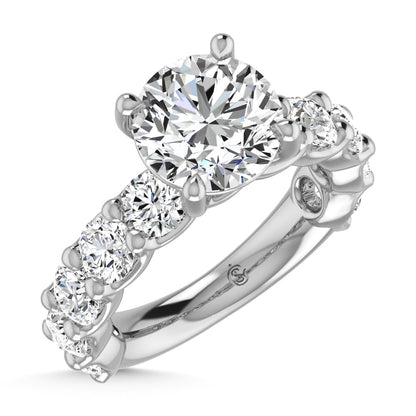 14K White Gold Labgrown Diamond 4 1/3 Ct.Tw. Three Forth Engagement Ring With Center 3 ctw