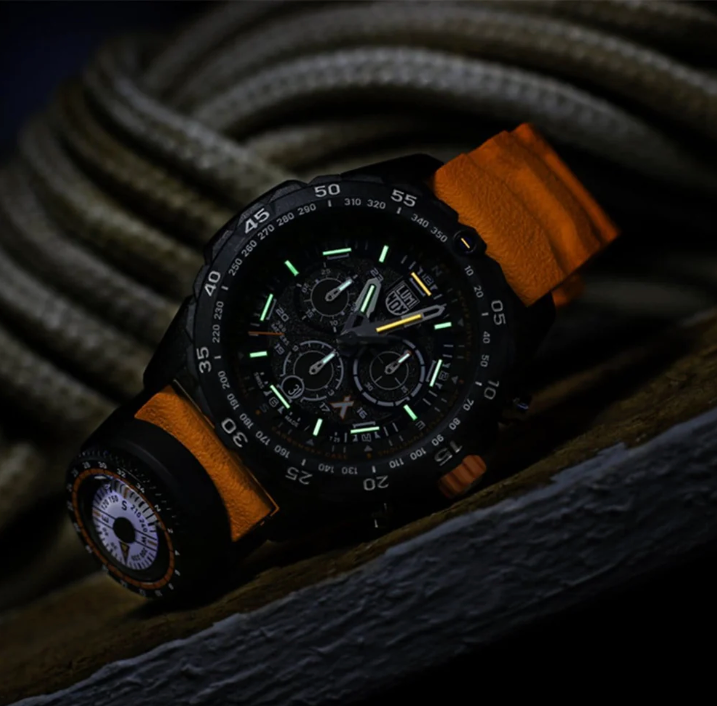 Luminox XB.3749 Bear Grylls 45mm Carbonox Swiss Chronograph Orange Strap