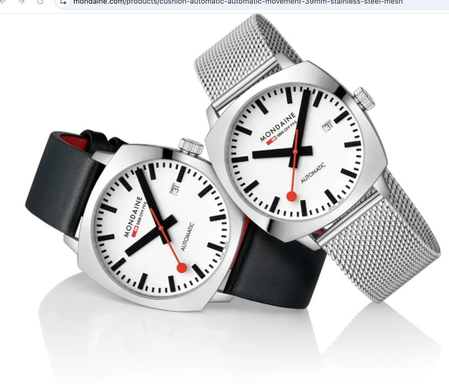 Mondaine MSL.3961B.SM Mens Swiss Watch Cushion Automatic 39mm Sapphire Crystal