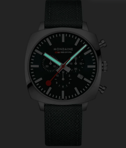 Mondaine MSL.41460.LF.SET Mens Cushion Park Green 41 mm Chronograph Swiss Watch