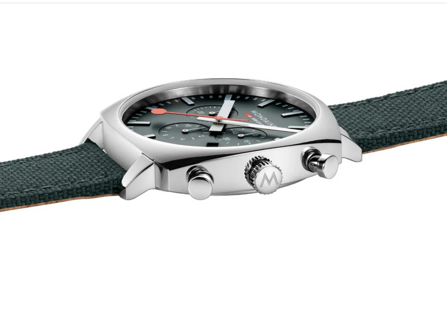 Mondaine MSL.41460.LF.SET Mens Cushion Park Green 41 mm Chronograph Swiss Watch