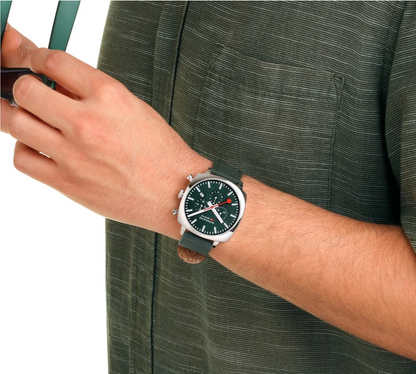 Mondaine MSL.41460.LF.SET Mens Cushion Park Green 41 mm Chronograph Swiss Watch