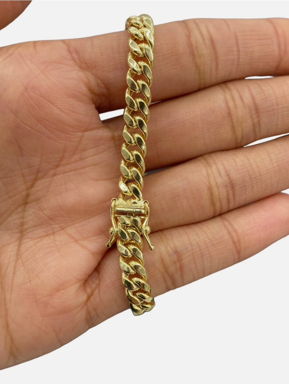 10k Real Yellow Gold Miami Cuban Bracelet 7 mm Link 8" Inc Long With Box Lock Top Quality