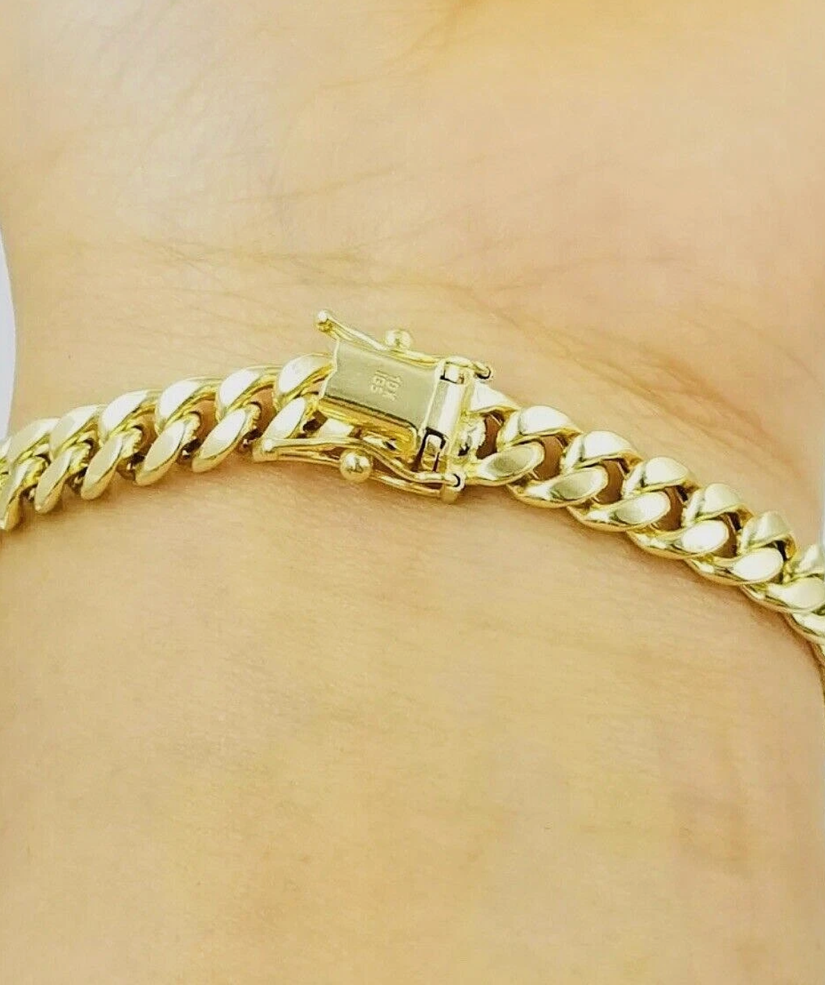 10k Real Yellow Gold Miami Cuban Bracelet 7 mm Link 8" Inc Long With Box Lock Top Quality