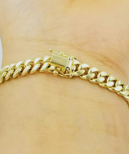 10k Real Yellow Gold Miami Cuban Bracelet 7 mm Link 8" Inc Long With Box Lock Top Quality