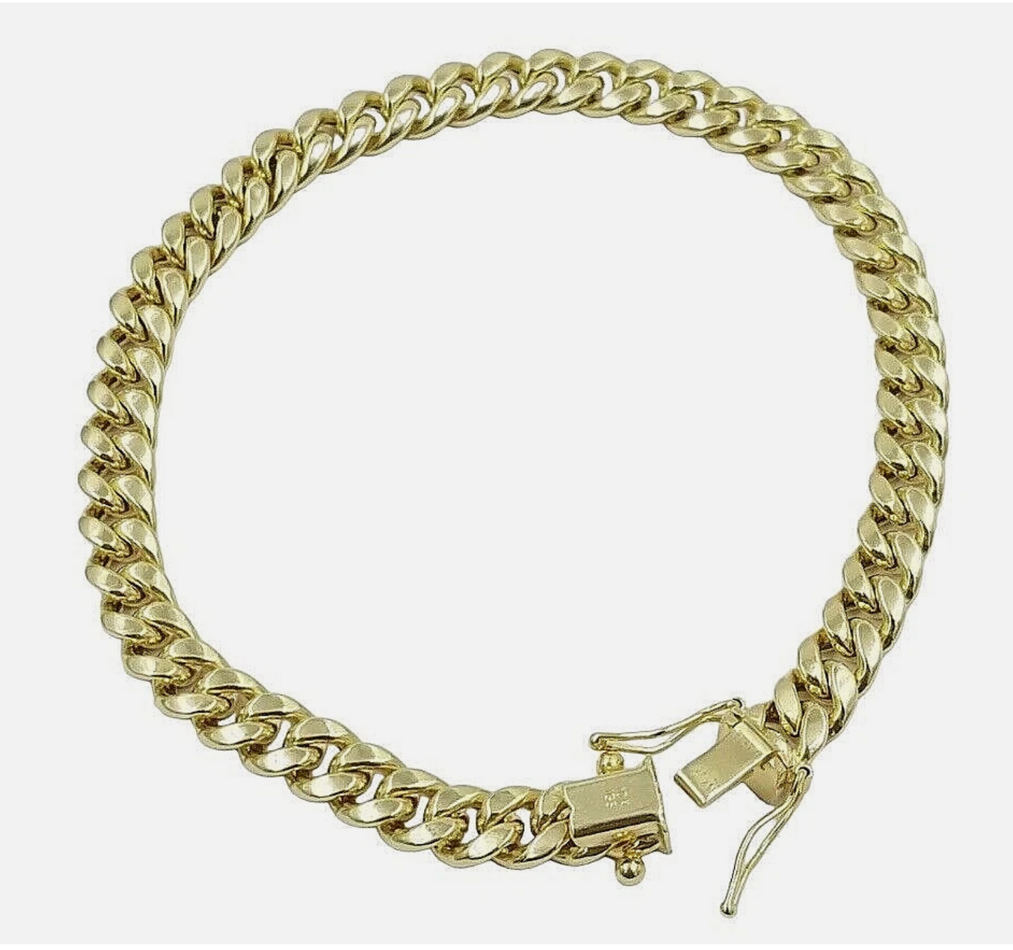 10k Real Yellow Gold Miami Cuban Bracelet 7 mm Link 8" Inc Long With Box Lock Top Quality
