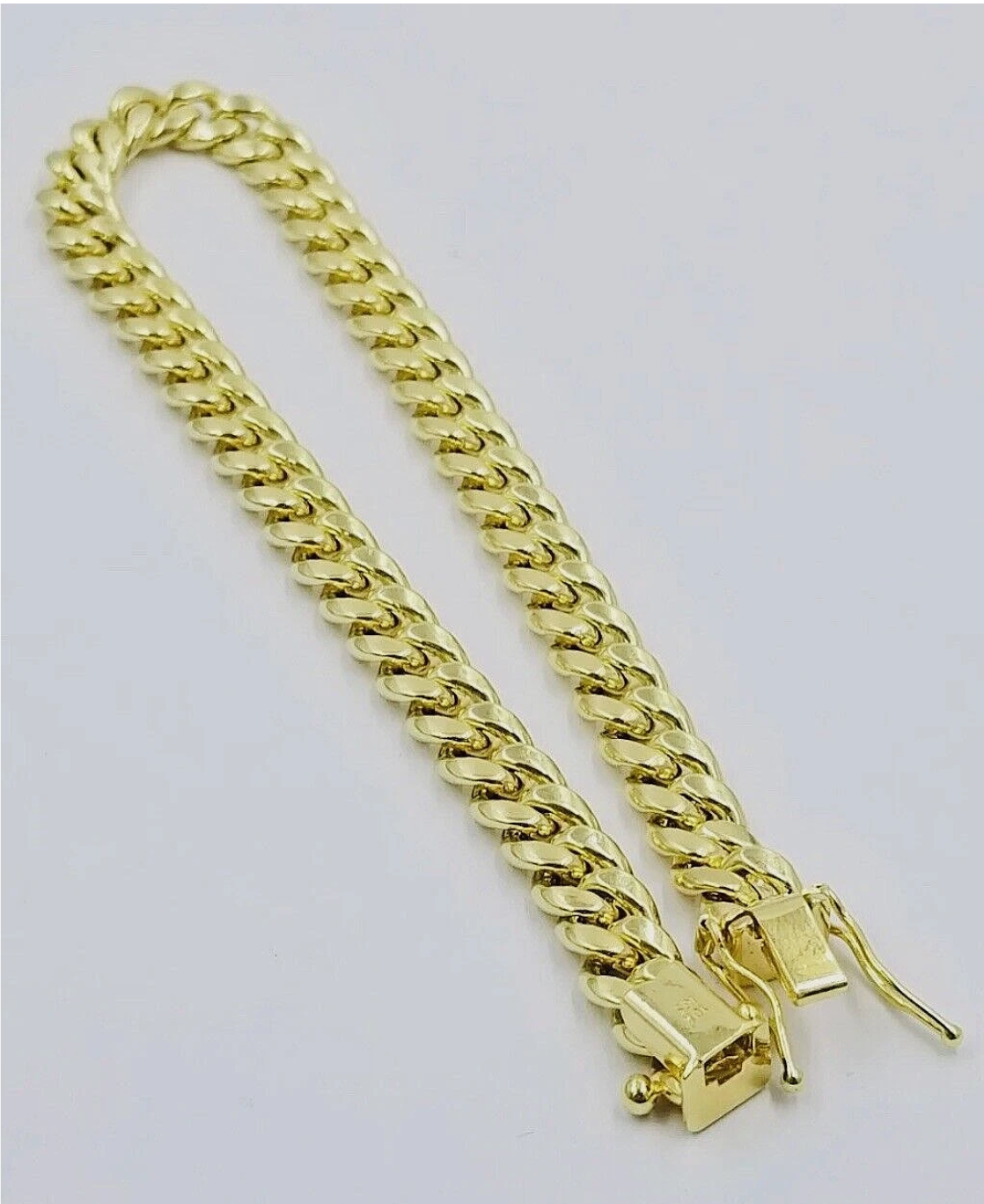 10k Real Yellow Gold Miami Cuban Bracelet 7 mm Link 8" Inc Long With Box Lock Top Quality