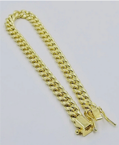 10k Real Yellow Gold Miami Cuban Bracelet 7 mm Link 8" Inc Long With Box Lock Top Quality