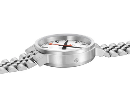 Mondaine stop2go 41mm Swiss Made White Dial Sapphire Steel Watch MST.4101B.SJ