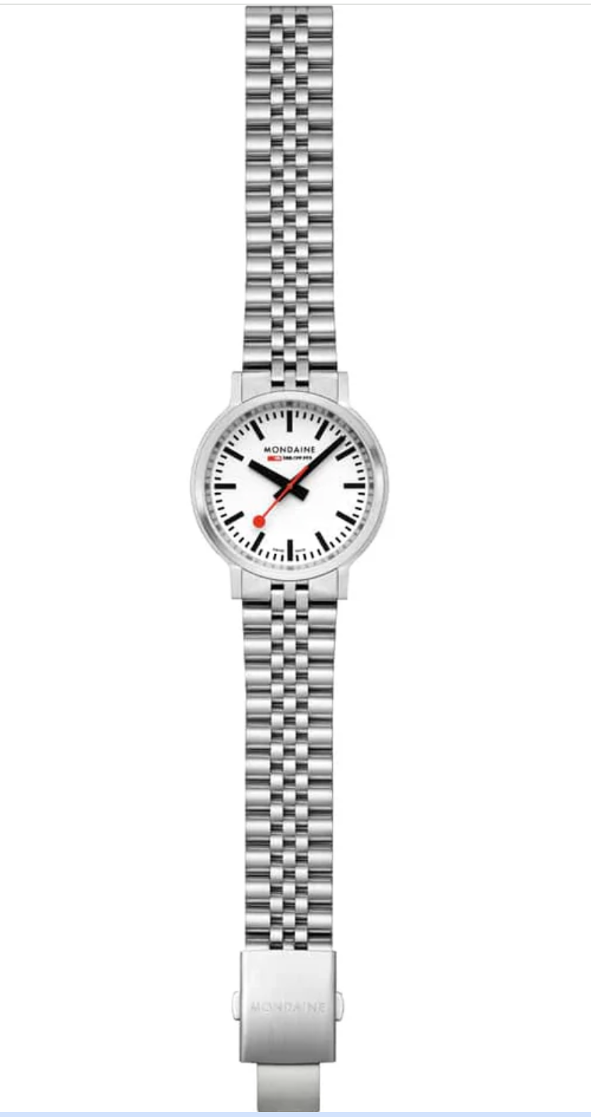 Mondaine stop2go 41mm Swiss Made White Dial Sapphire Steel Watch MST.4101B.SJ