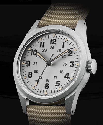 Benrus DTU White Dial Swiss Automatic Field Watch 38mm Sapphire Crystal ETA 2892