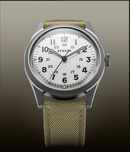 Benrus DTU White Dial Swiss Automatic Field Watch 38mm Sapphire Crystal ETA 2892