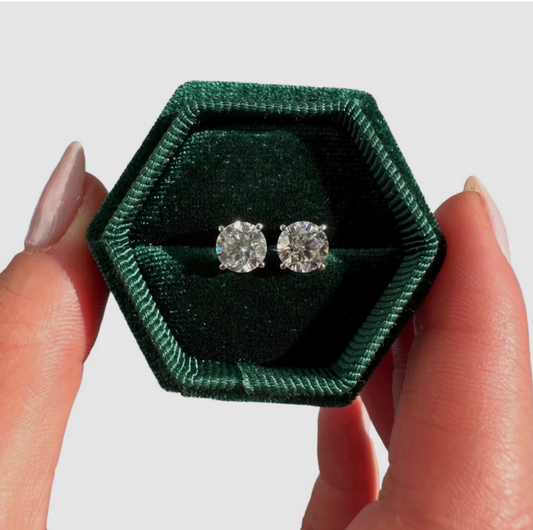 2.00 CT Certified Lab Grown Diamond Stud Earrings VS1 E Color 14K White Gold 7mm