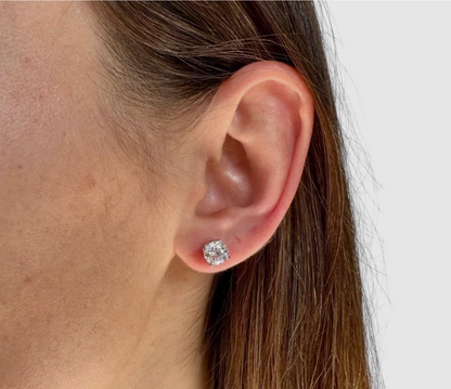 2.00 CT Certified Lab Grown Diamond Stud Earrings VS1 E Color 14K White Gold 7mm