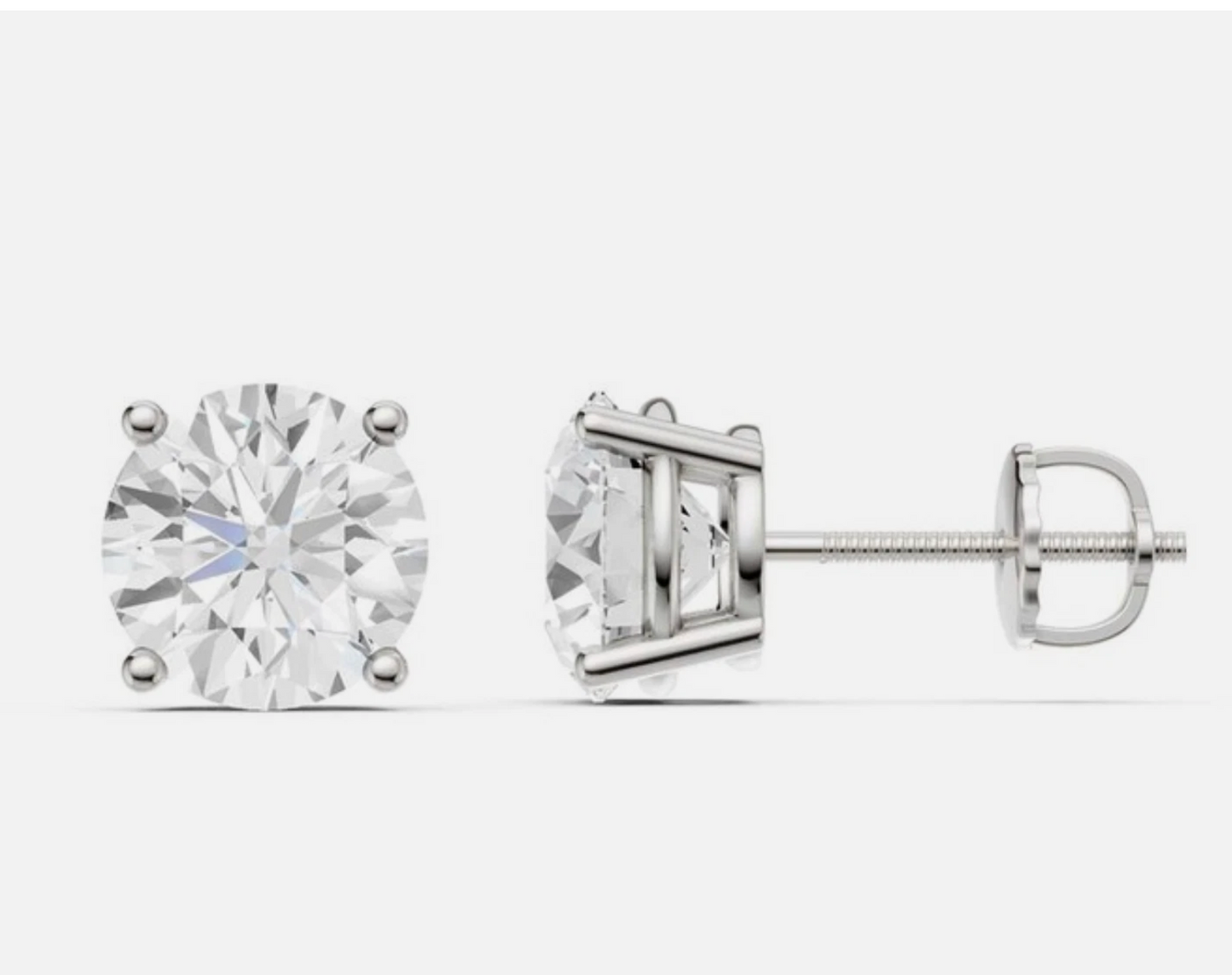 2.00 CT Certified Lab Grown Diamond Stud Earrings VS1 E Color 14K White Gold 7mm