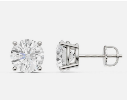 2.00 CT Certified Lab Grown Diamond Stud Earrings VS1 E Color 14K White Gold 7mm