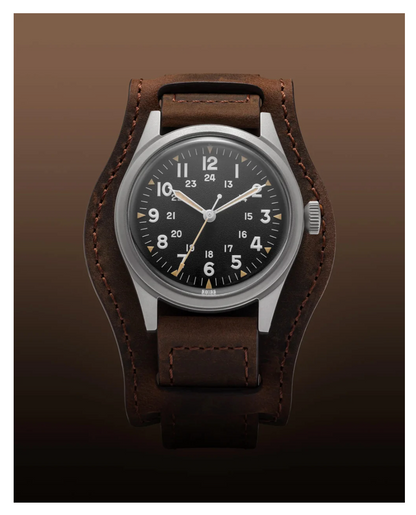 Benrus DTU-2A/P 34mm Swiss Automatic Watch Sapphire Crystal Leather & Nylon Band
