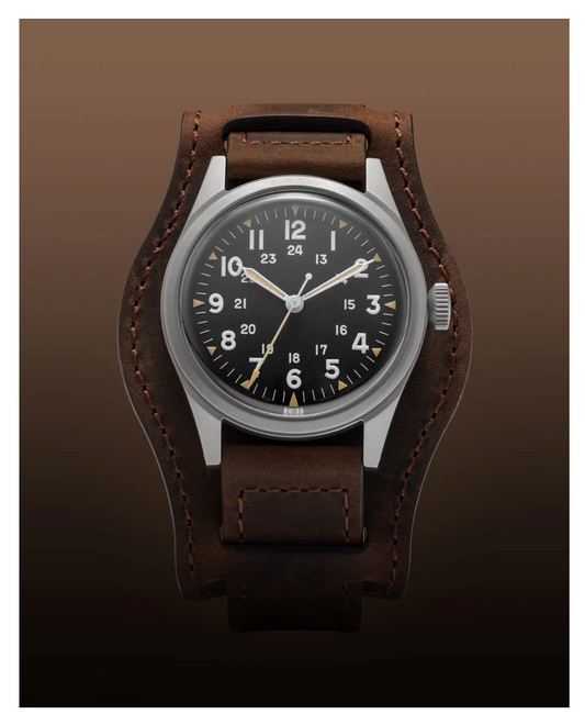 Benrus DTU-2A/P 34mm Swiss Automatic Watch Sapphire Crystal Leather & Nylon Band