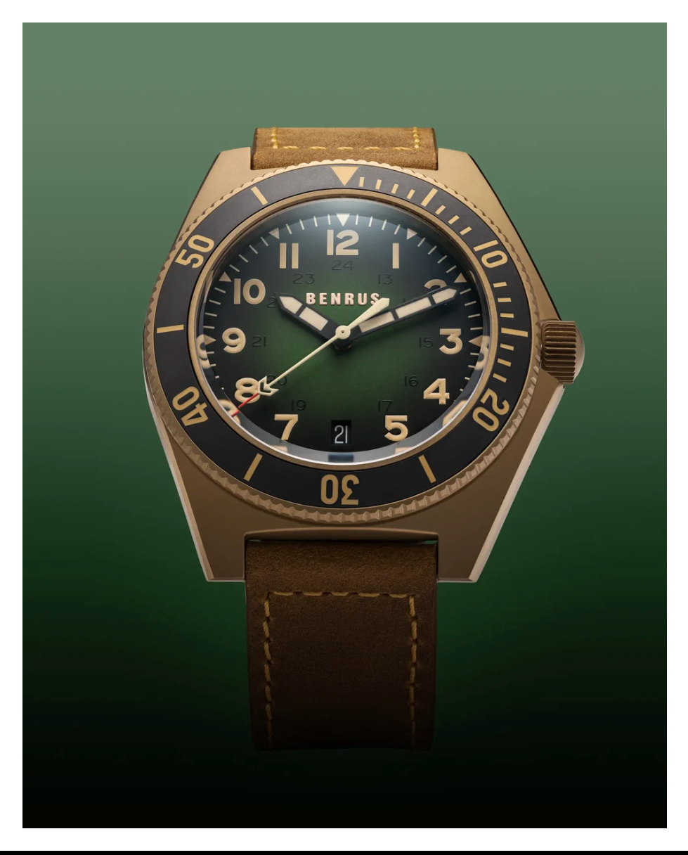 BENRUS TYPE 2 UJ 41.5mm Swiss Made Automatic Watch Bronze PVD ETA 2892 Sapphire Crystal