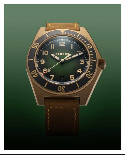 BENRUS TYPE 2 UJ 41.5mm Swiss Made Automatic Watch Bronze PVD ETA 2892 Sapphire Crystal