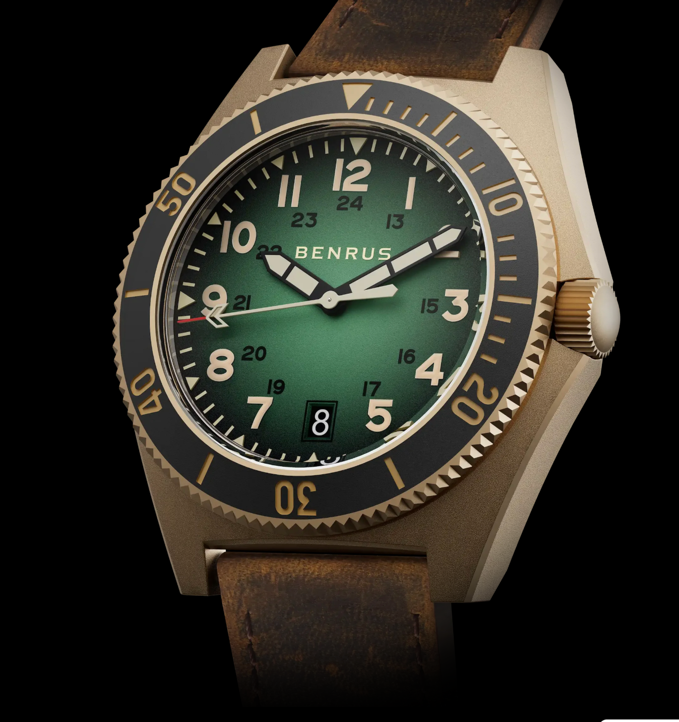 BENRUS TYPE 2 UJ 41.5mm Swiss Made Automatic Watch Bronze PVD ETA 2892 Sapphire Crystal