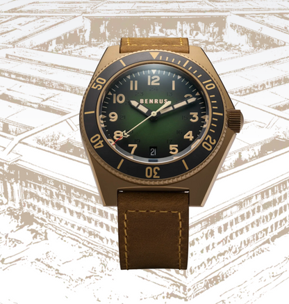 BENRUS TYPE 2 UJ 41.5mm Swiss Made Automatic Watch Bronze PVD ETA 2892 Sapphire Crystal