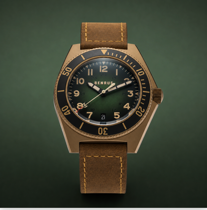 BENRUS TYPE 2 UJ 41.5mm Swiss Made Automatic Watch Bronze PVD ETA 2892 Sapphire Crystal